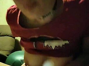 video from some months ago playing with my star dildo thong on