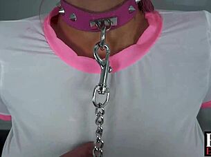 Evil erotic submissive teen with pink hair and butt plug gets her ass fucked rough.