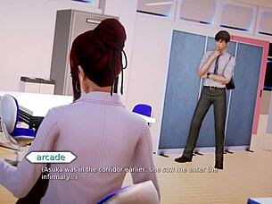 I'm exploring Rechel's 18 nude scenes in Waifu Academy's porn game with big tits and hentai outfits