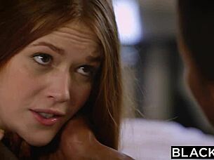 redhead kimberly brix experiences her first interracial threesome