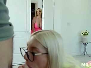 what's the step mom doing masturbating in the kitchen? caught by her step daughter!