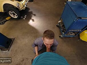 Gay Twink Mechanic Gives Hot Blowjob And Fucks Anal Before Boss Cums In Hd Porn