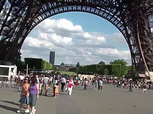 Extreme public threesome near Eiffel Tower in Paris