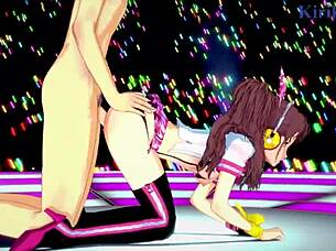 lesbian bailey dives into safira's shaved pussy with dildo