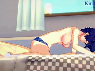 lesbian bailey dives into safira's shaved pussy with dildo