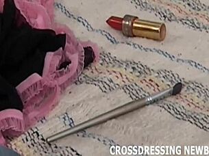 Crossdressing sissy slut loves blowjob and anal with ebony latina!