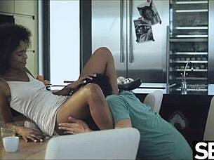 beautiful black brazilian babe craves caffeine but gets cock instead