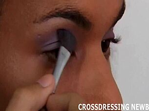 Crossdressing sissy slut loves blowjob and anal with ebony latina!