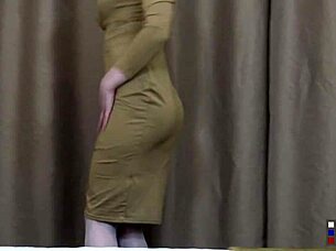 Russian tgirl alice enjoys solo masturbation in stockings