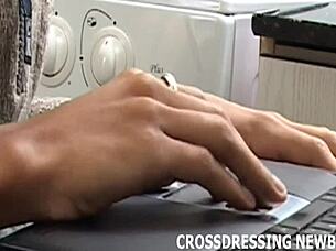 Crossdressing sissy slut loves blowjob and anal with ebony latina!