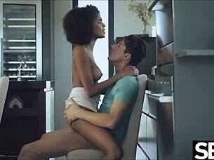 beautiful black brazilian babe craves caffeine but gets cock instead