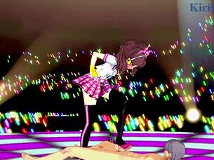 lesbian bailey dives into safira's shaved pussy with dildo