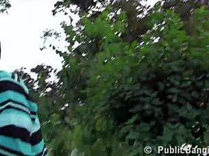 Extreme public threesome near Eiffel Tower in Paris