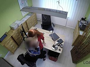 Alluring redhead trades sex for vet clinic loan