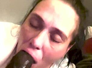 Feeling the intense pleasure of licking and slurping on this massive cock