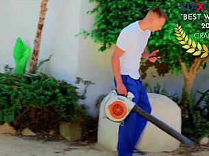 I catch the gardener masturbating in the garden and offer him help.