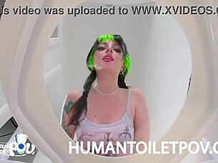 Goth Kittycamtime Humiliated as Human Toilet in Femdom POV