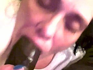 Feeling the intense pleasure of licking and slurping on this massive cock