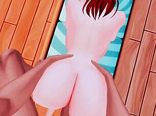 She deepthroats the huge BBC in cosplay.