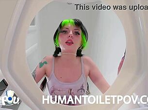 Goth Kittycamtime Humiliated as Human Toilet in Femdom POV
