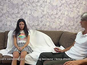 perverted therapist treats katty's intense sex cravings suggestively.