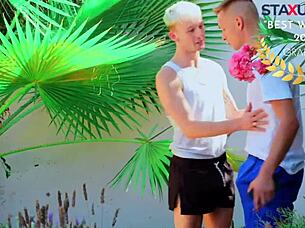 I catch the gardener masturbating in the garden and offer him help.