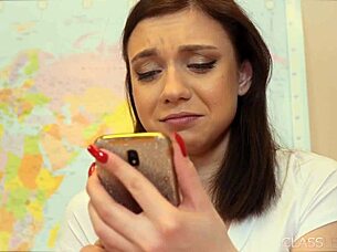 After breakup, the young teenager turns into a slut lesbian, fingering and kissing her girlfriend's tight pussy