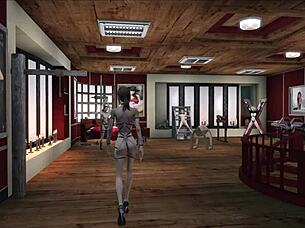 BDSM Mistress in Latex Dominates 3D Cartoon Fetish