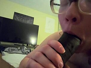 Snowbunny SUCKS my BBC DEEPTHROAT until I CUM on her TITS