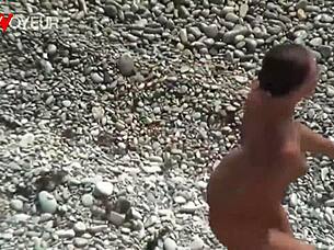 hot babe on the beach totally naked with buttplug in her ass?