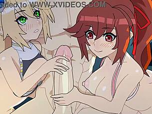 On the beach, blazblue hentai characters get uncensored in 3d cartoon