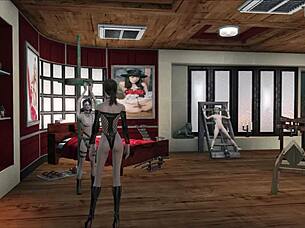 BDSM Mistress in Latex Dominates 3D Cartoon Fetish