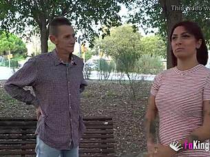 valeria deepthroats old man's big cock in spanish scene