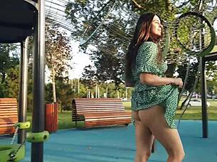 i watched my wonderful stepsis expose her pussy in public after losing the bet at restaurant and street