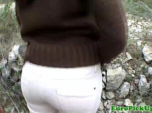 want to see euro girl next door suck cock in public park?