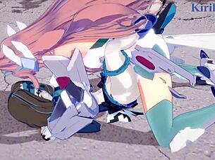 i love intense futanari sex with garie tyman, maria cadenzavna eve, and micha jawkan in symphogear hentai, it's so hot!