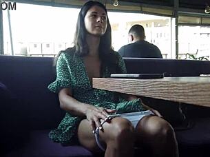 i watched my wonderful stepsis expose her pussy in public after losing the bet at restaurant and street