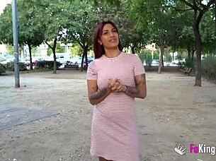 valeria deepthroats old man's big cock in spanish scene