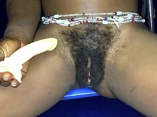 That Sexy Ebony from Ghana Satisfying Herself with Dildo in Anal and Pussy