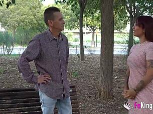 valeria deepthroats old man's big cock in spanish scene