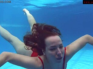 Mia Ferrari Underwater in Red Lingerie