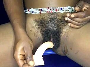 That Sexy Ebony from Ghana Satisfying Herself with Dildo in Anal and Pussy