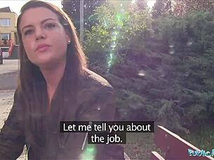 Public Agent Catches Sexy Student Getting Creampied Outdoors in Reality