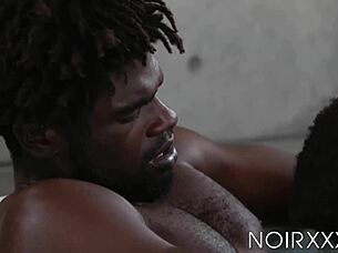 Black dudes Adrian Hart and Devin Trez fuck with rimjob and cumshot.