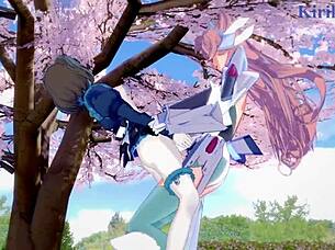 i love intense futanari sex with garie tyman, maria cadenzavna eve, and micha jawkan in symphogear hentai, it's so hot!