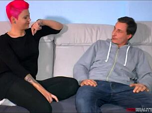 crazy pink hair milf picks up random dick on street