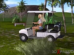 black guy meets a hot female golfer in the forest