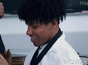 Ebony dudes adrian hart and tony genius set the books aside to fuck one another