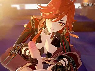 Anime girl gets creampie in pussy with big cock cum.