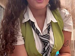 estudiante de tetas grandes follo a su maestro para aprobar economia 😈